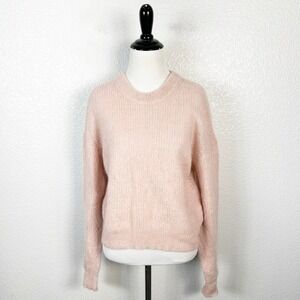 Veronica Beard Large Melinda Mohair Alpaca‎ Crew Neck Fuzzy Knit Crop Sweater